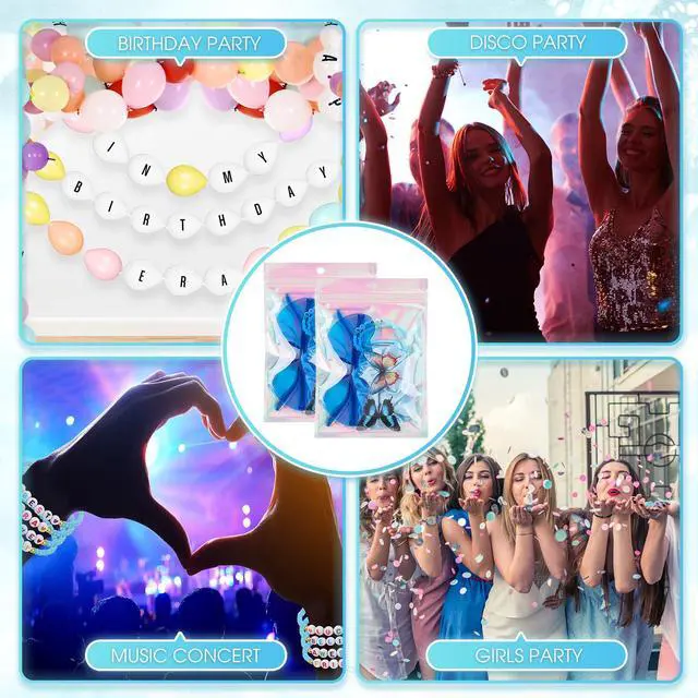 Alt view image 6 of 6 - 134 Pcs Kpop Disco Party Favors, Friendship Gift Set, Heart, Blue | Bracelets, Heart Sunglasses, Scrunchies, Clips, Stickers, Gift Bags, Party Favor Accessories for Birthdays and Y2k Fans
