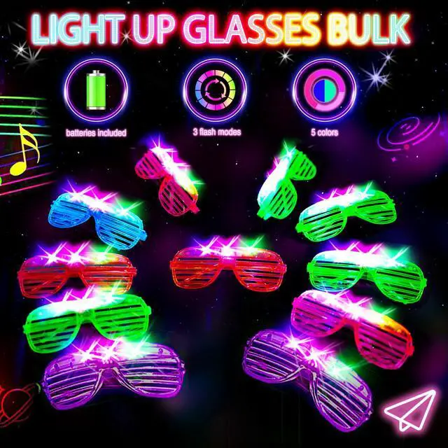 Alt view image 3 of 7 - 38PCS LED Glasses, Light Up Glasses, 5 Colors, 3 Light Modes, Glow in The Dark Party Supplies, Neon Party Favors for Birthday Gifts, Party Decorations, New Year, Carnival