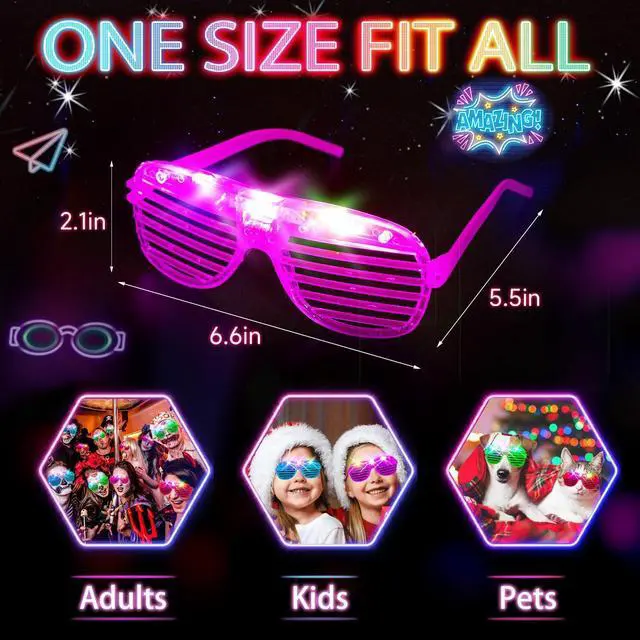 Alt view image 4 of 7 - 38PCS LED Glasses, Light Up Glasses, 5 Colors, 3 Light Modes, Glow in The Dark Party Supplies, Neon Party Favors for Birthday Gifts, Party Decorations, New Year, Carnival