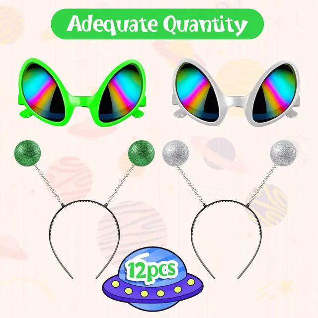 Alt view image 5 of 7 - 12pcs Alien Headband Glasses and Martian Antenna Halloween Party | Glasses Accessories, Antenna Headband Boppers, Halloween Alien Theme Party