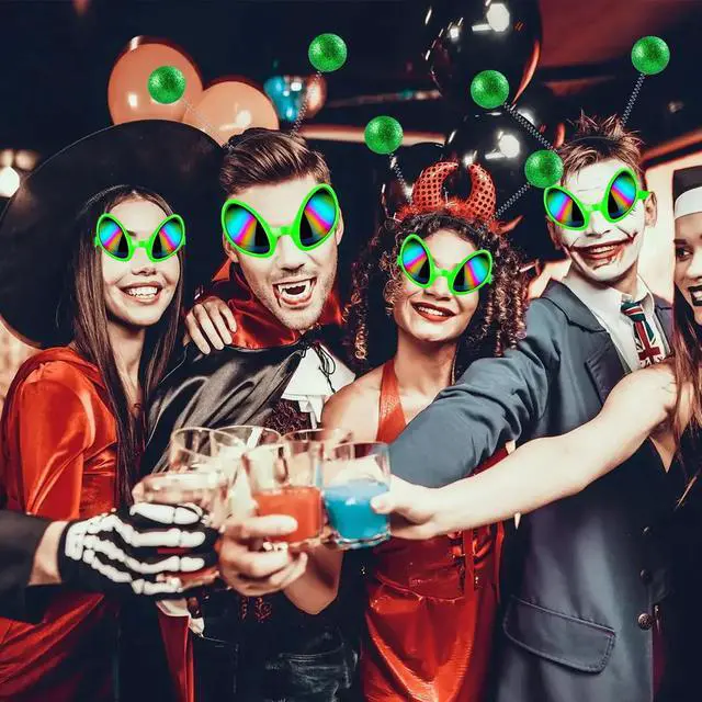 Alt view image 6 of 7 - 12pcs Alien Headband Glasses and Martian Antenna Halloween Party | Glasses Accessories, Antenna Headband Boppers, Halloween Alien Theme Party
