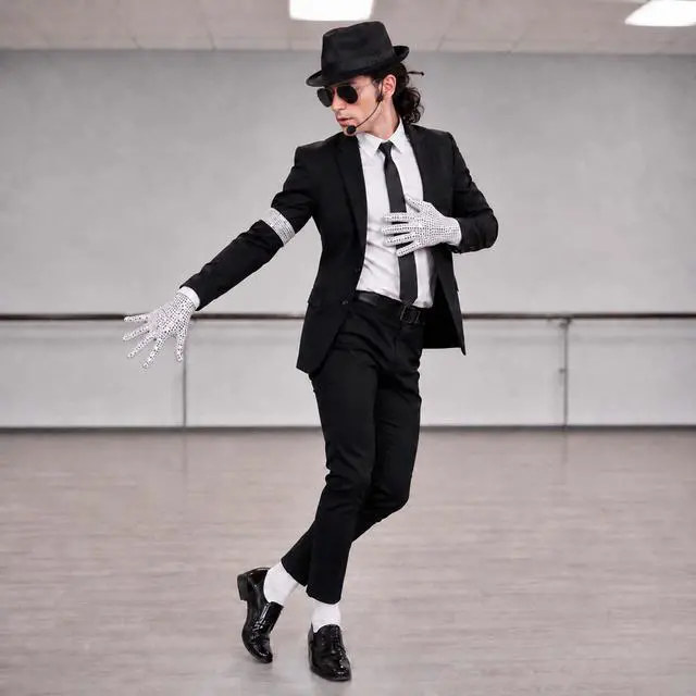 Alt view image 7 of 7 - 6 Pcs Pop Star Costume Accessories for Adults 80s 90s Rock Superstar Outfit with Black Fedora Hat Wig Sequin Gloves Sunglasses Headset Mic Armband Set for Halloween Party Fancy Dress