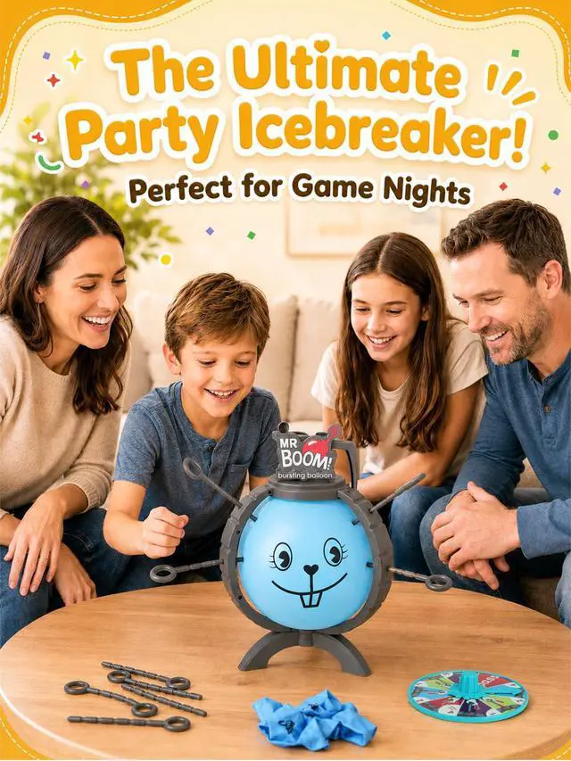 Alt view image 2 of 7 - Balloon Blast Party Game Set for Kids and Family, Interactive Balloon Popping Board Activity, Tabletop Party Play for Family Night, Birthday Gift Ages 4+