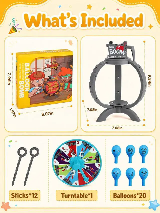 Alt view image 6 of 7 - Balloon Blast Party Game Set for Kids and Family, Interactive Balloon Popping Board Activity, Tabletop Party Play for Family Night, Birthday Gift Ages 4+