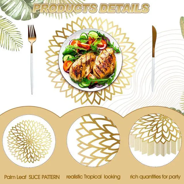 Alt view image 3 of 6 - 100 Pcs Disposable Paper Placemats Bulk,Gold,Gradient | Paper Charger Place Mat Party Charger Plates Table Place Mats for Dinner Wedding Birthday Baby Shower Spring Dining Tableware