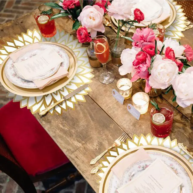 Alt view image 5 of 6 - 100 Pcs Disposable Paper Placemats Bulk,Gold,Gradient | Paper Charger Place Mat Party Charger Plates Table Place Mats for Dinner Wedding Birthday Baby Shower Spring Dining Tableware