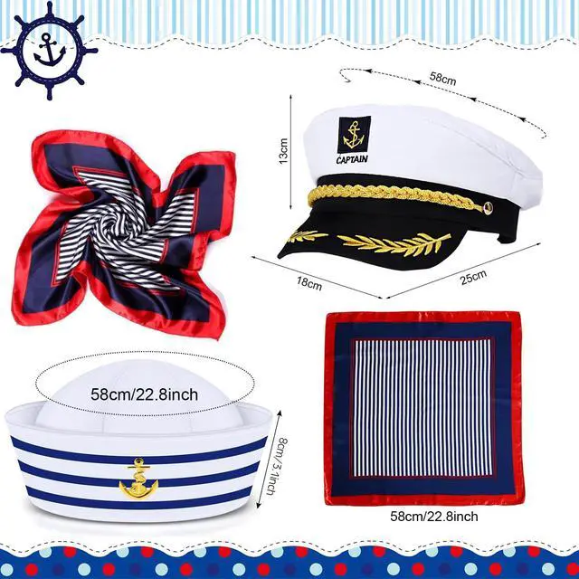 Alt view image 4 of 7 - Yacht Captain Hat Sailor Accessories Costume Sailor Hat Men Women Scarf Sunglasses Halloween Dressing up Party
