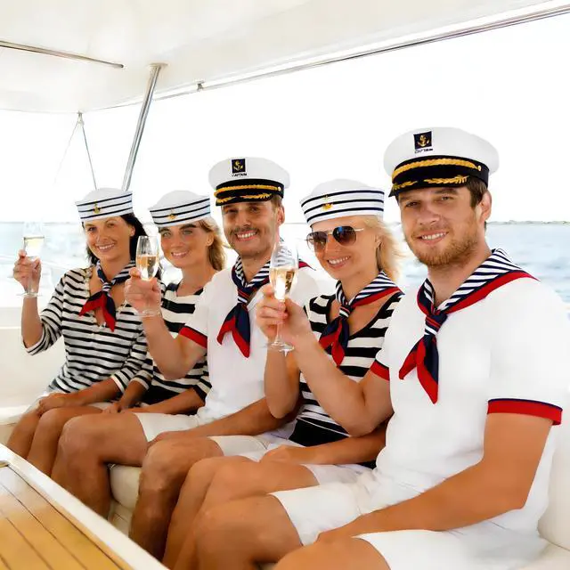 Alt view image 5 of 7 - Yacht Captain Hat Sailor Accessories Costume Sailor Hat Men Women Scarf Sunglasses Halloween Dressing up Party
