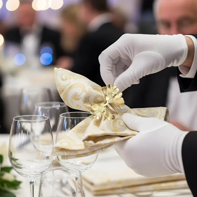 Alt view image 4 of 7 - Fall Napkin Rings, Ginkgo Leaf Bow, Gold, Set of 6 | Holiday Party, Dinner Wedding Banquet, Dining Table Settings