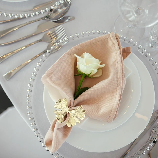 Alt view image 5 of 7 - Fall Napkin Rings, Ginkgo Leaf Bow, Gold, Set of 6 | Holiday Party, Dinner Wedding Banquet, Dining Table Settings
