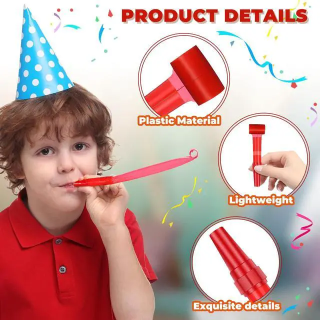 Alt view image 2 of 7 - 20pcs Frog Tongue Party Blowouts, Fun Whistle Noisemakers Party Blower for Birthday Year Celebrations Interactive Stage Props Favors