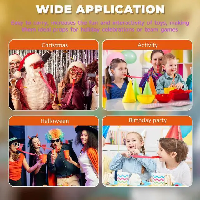 Alt view image 4 of 7 - 20pcs Frog Tongue Party Blowouts, Fun Whistle Noisemakers Party Blower for Birthday Year Celebrations Interactive Stage Props Favors