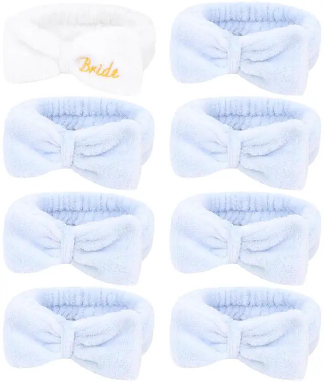 Main image of Bachelorette Party Favor Set - Bride & Bridesmaid Spa Headbands (1 Bride + 7 Blue)