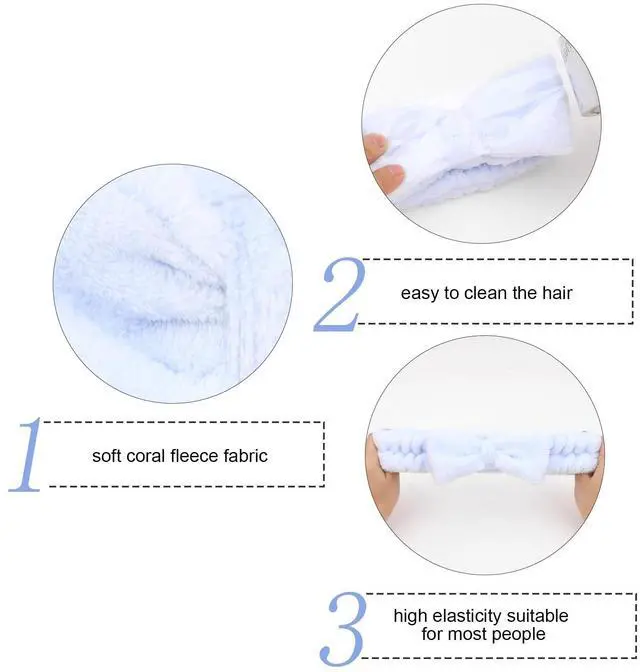 Alt view image 2 of 6 - Bachelorette Party Favor Set - Bride & Bridesmaid Spa Headbands (1 Bride + 7 Blue)