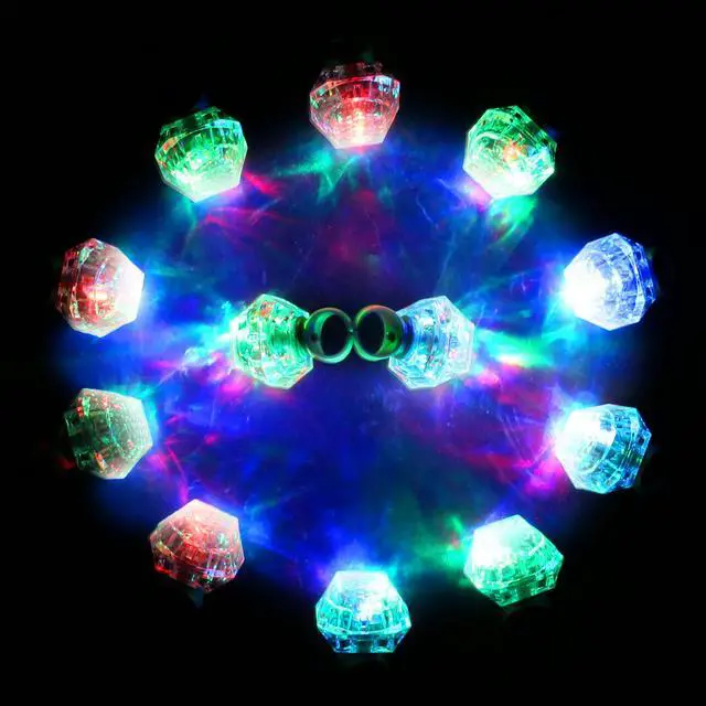 Alt view image 4 of 7 - Flashing Led Light up Rings Bachelorette Party Favors Toys Grow in The Dark Party Suppiles Diamond Bling Rings for Birthday Weddings Bridal Shower Decorations (13pcs)