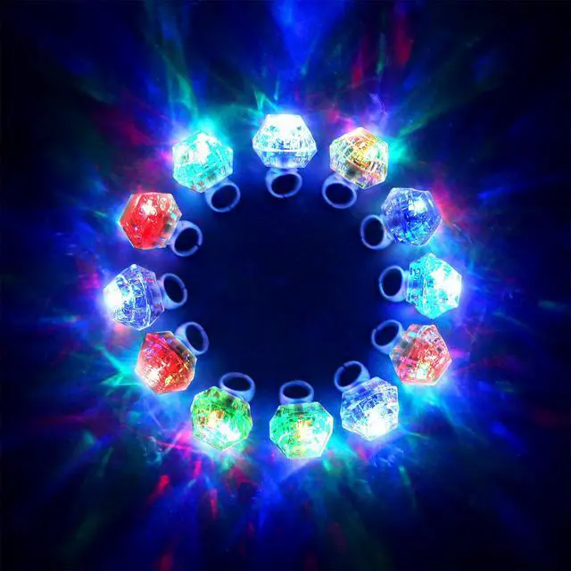 Alt view image 6 of 7 - Flashing Led Light up Rings Bachelorette Party Favors Toys Grow in The Dark Party Suppiles Diamond Bling Rings for Birthday Weddings Bridal Shower Decorations (13pcs)