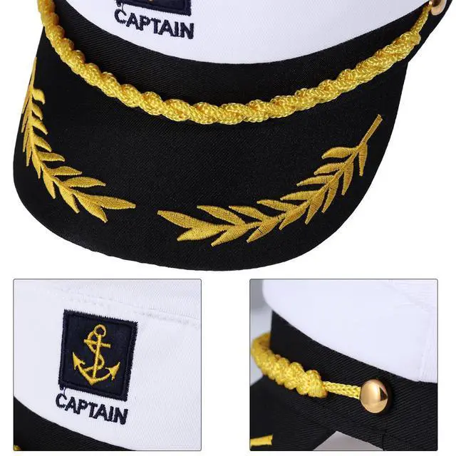 Alt view image 2 of 7 - Adult Yacht Captain Hat White Sailor Hat for Women Men Yacht Boat Sailor Captain Cap Marine Admiral Halloween Costume Party Cosplay Accessory