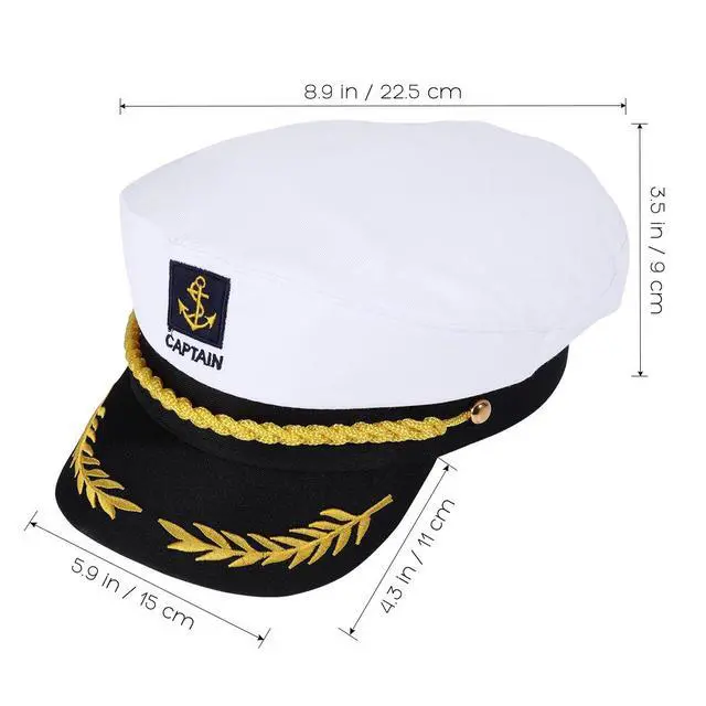 Alt view image 4 of 7 - Adult Yacht Captain Hat White Sailor Hat for Women Men Yacht Boat Sailor Captain Cap Marine Admiral Halloween Costume Party Cosplay Accessory