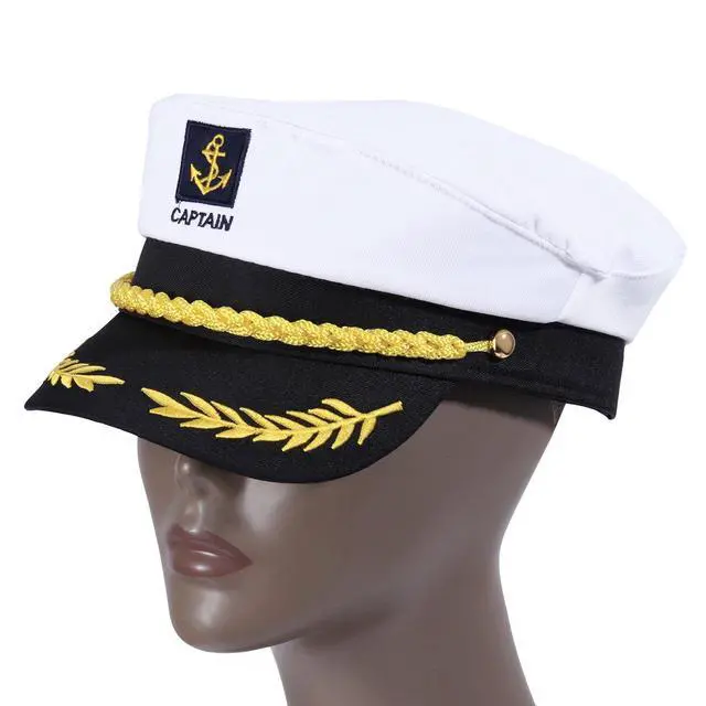 Alt view image 6 of 7 - Adult Yacht Captain Hat White Sailor Hat for Women Men Yacht Boat Sailor Captain Cap Marine Admiral Halloween Costume Party Cosplay Accessory