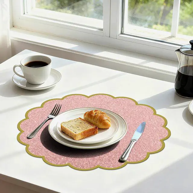 Alt view image 5 of 7 - 50 Pcs Paper Placemats, 13.5 Inch Disposable Scalloped Placemat, Decorative Round Table Place Mats for Birthday, Wedding, Bridal Shower, Baby Shower, Tea Party, Dining Tableware (Pink)