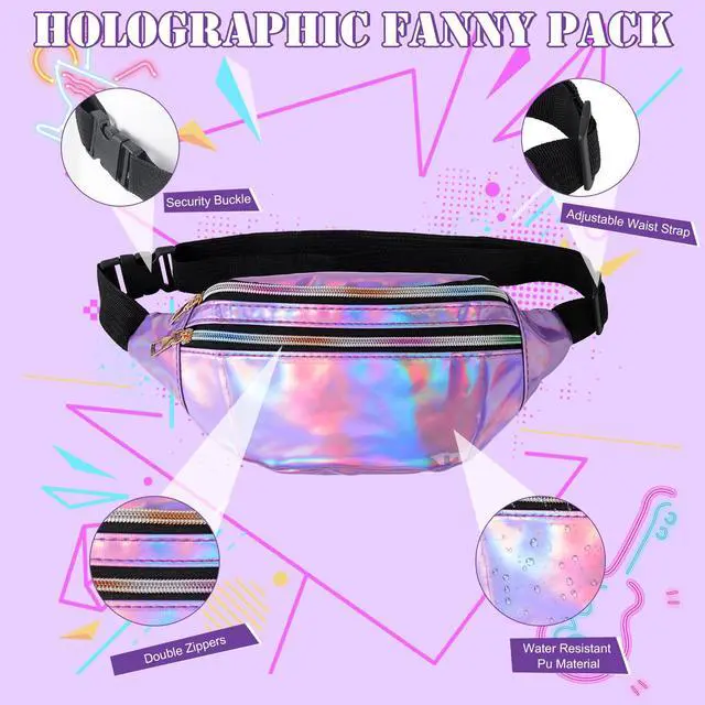 Alt view image 4 of 5 - 80s Accessories for Women Outfit Set, Neon Leg Warmers, Lace Headband, Fishnet Gloves, Earrings & Holographic Fanny Pack, Retro Costume for 80's Party