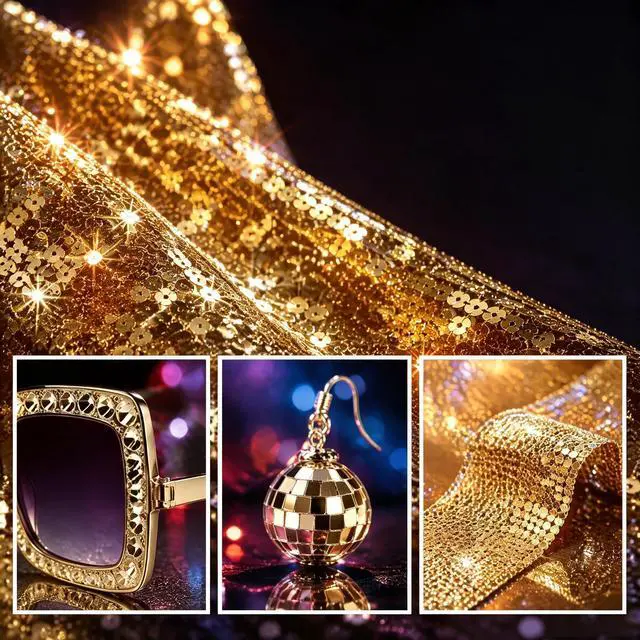 Alt view image 7 of 7 - 70s Disco Costume Accessories Set for Women, 5Piece Retro Party Cosplay Kit | Glam shiny retro disco styling, Allinone accessory kit, Ideal for retro party, Halloween & photo props