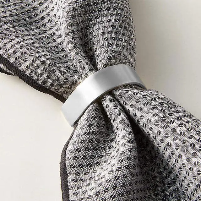 Alt view image 2 of 7 - Napkin Rings Set of 8, Metallic Silver Napkin Ring Holder Glossy Serviette Buckles for Wedding,Banquet, Dinner,Party,Table Settings (Matte Silver Semicircle)