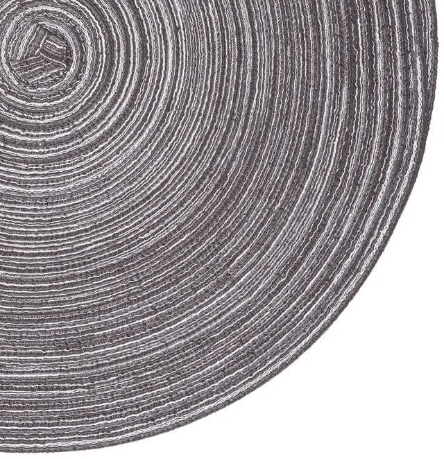 Alt view image 4 of 7 - Round Placemats Set of 4 Round Braided Placemats 15 inch Cotton Polyester Woven Table Placemats for Dining Table Holiday Party (Black Gray, 4)
