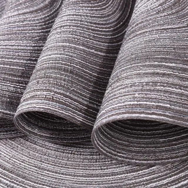Alt view image 6 of 7 - Round Placemats Set of 4 Round Braided Placemats 15 inch Cotton Polyester Woven Table Placemats for Dining Table Holiday Party (Black Gray, 4)
