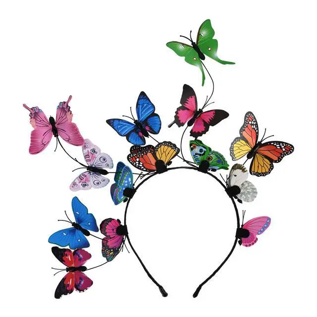 Alt view image 6 of 7 - Butterfly Headbands Fascinators Hat Costume Crown Colorful Handmade Headpiece for Women and Girls - P-Multi