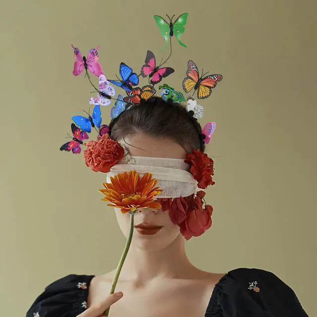 Alt view image 7 of 7 - Butterfly Headbands Fascinators Hat Costume Crown Colorful Handmade Headpiece for Women and Girls - P-Multi