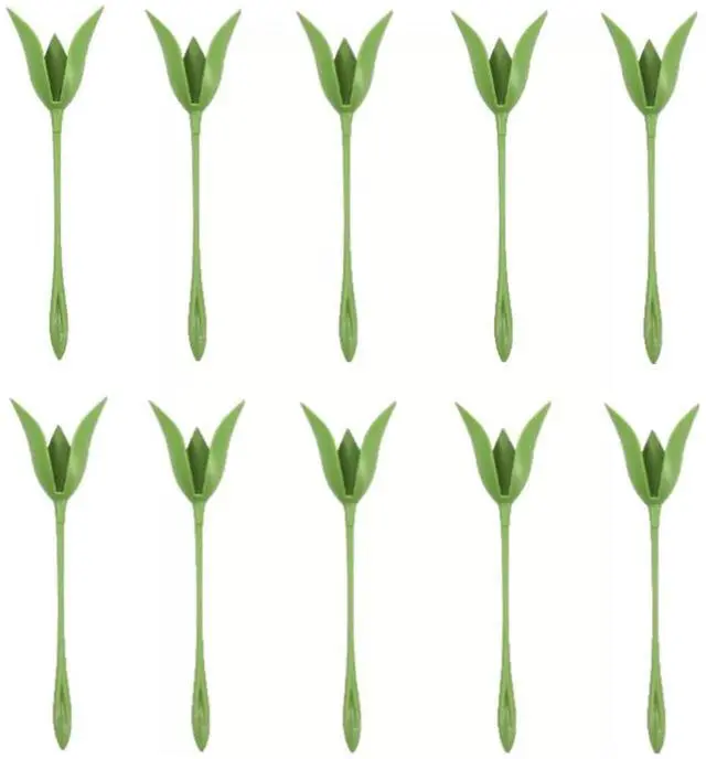 Main image of Set of 10 rose napkin holders, origami flower tools, made of ABS, green, suitable for romantic wedding table settings and party decorations