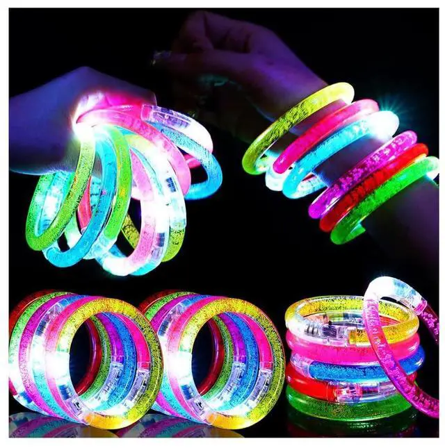 Main image of 24Pcs Glow in the Dark Party Supplies for Kids/Adults, Flashing Light up Toys LED Bracelets Halloween Glow Sticks, Party Favors Carnival Birthday Concert Gifts Accessory