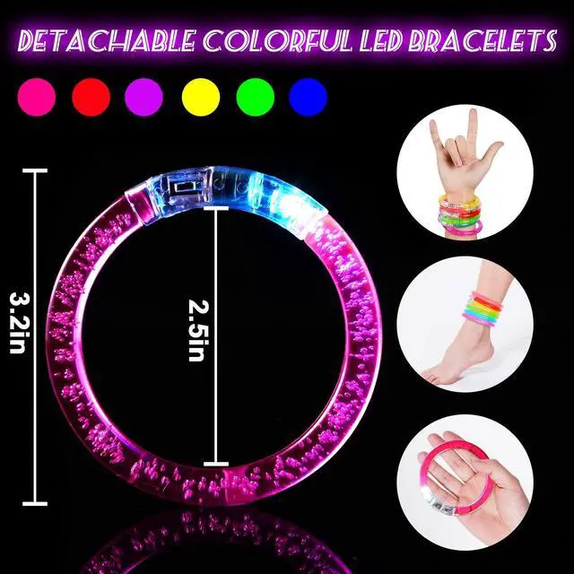 Alt view image 4 of 7 - 24Pcs Glow in the Dark Party Supplies for Kids/Adults, Flashing Light up Toys LED Bracelets Halloween Glow Sticks, Party Favors Carnival Birthday Concert Gifts Accessory