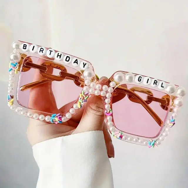 Main image of Birthday Glasses Oversized Square Happy Birthday Sunglasses Glasses for Women Girls Party Gifts Accessories Party Favors (Square)