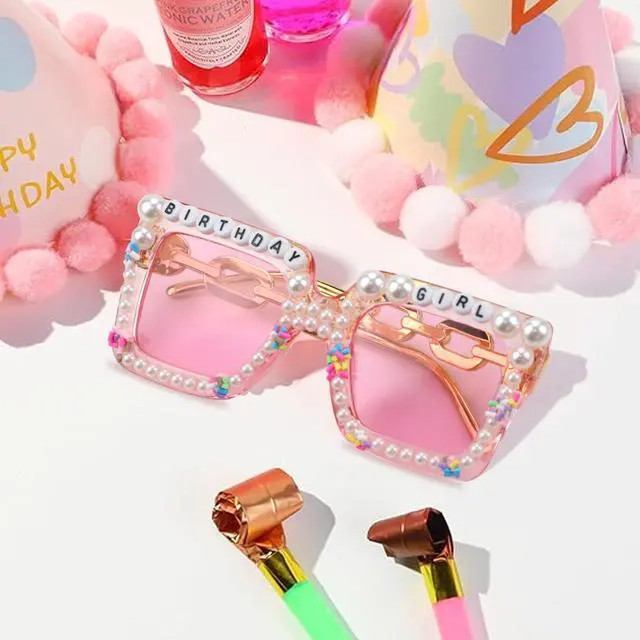 Alt view image 2 of 6 - Birthday Glasses Oversized Square Happy Birthday Sunglasses Glasses for Women Girls Party Gifts Accessories Party Favors (Square)
