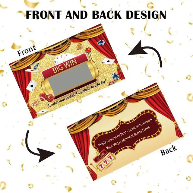 Alt view image 3 of 7 - 50PCS Casino Themed Scratch Off Cards Vegas Theme Party Game Set, Fun Party Games for Group, Casino Night Party Decorations, Birthday Holiday Gaming Night Supplies
