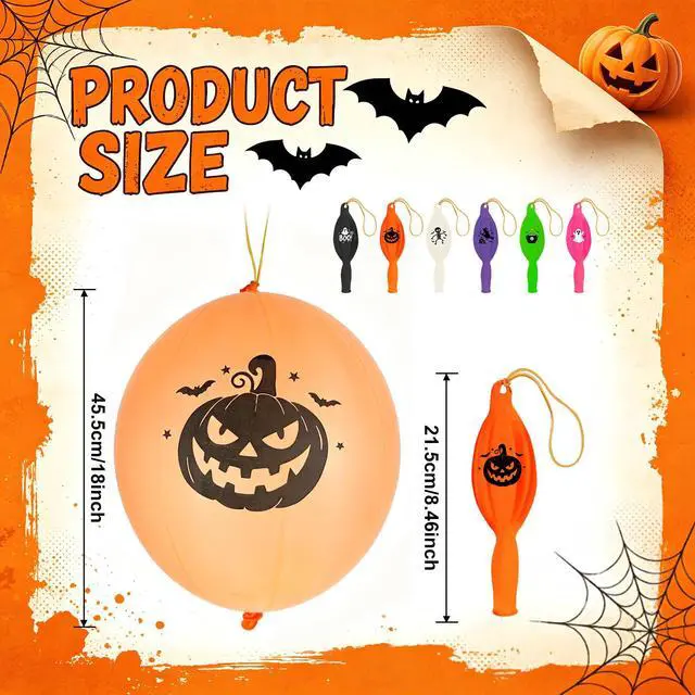 Alt view image 3 of 7 - 24Pcs Halloween Punch Balloons Party Favors - Punching Balloon Toy for Kids | 6-Colors, 18inch, Punch Ball with Rubber Bands, Heavy Duty, Halloween Trick or Treat Toys Games, Goodie Bag Stuffers