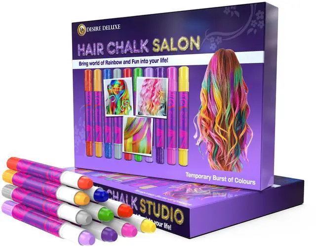 Main image of Girls Gifts Hair Chalk - 10 Temporary Washable Color Pens for Kids, Teenage, Make Up & Dress Up Colourful Styles Set Toy for Christmas, Birthday, Halloween Accessories, Party Activities