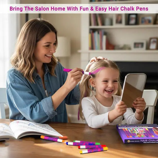 Alt view image 4 of 7 - Girls Gifts Hair Chalk - 10 Temporary Washable Color Pens for Kids, Teenage, Make Up & Dress Up Colourful Styles Set Toy for Christmas, Birthday, Halloween Accessories, Party Activities