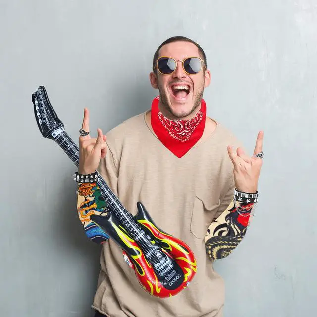 Alt view image 6 of 7 - 11 Pcs Rockstar Costume,Rock 80s Costumes,Rocker Punk Accessories Costume for Men and Women,Punk Rock Party,Role Playing