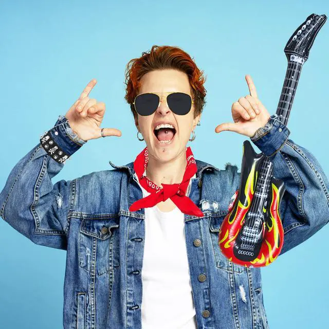 Alt view image 7 of 7 - 11 Pcs Rockstar Costume,Rock 80s Costumes,Rocker Punk Accessories Costume for Men and Women,Punk Rock Party,Role Playing