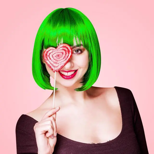 Alt view image 4 of 7 - Green Bob Wig and Sunglass Set, Neon Funny Short Bob Wig Sunglass Pack Colorful Hairpieces Fancy Dress Cosplay Costume Accessories for Women Bachelorette Party Favors, Halloween Decorations