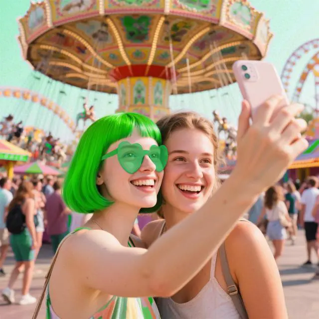 Alt view image 5 of 7 - Green Bob Wig and Sunglass Set, Neon Funny Short Bob Wig Sunglass Pack Colorful Hairpieces Fancy Dress Cosplay Costume Accessories for Women Bachelorette Party Favors, Halloween Decorations