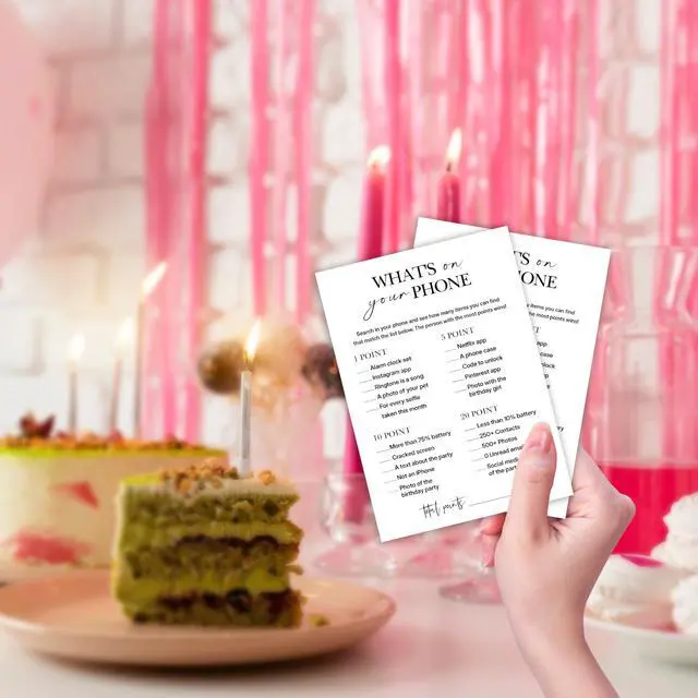 Alt view image 4 of 6 - Birthday Party Game for Adults Whats on Your Phone? Paper Game Cards, 25 Icebreaker Sheets for Adult Birthday Celebrations & Social Parties - A07