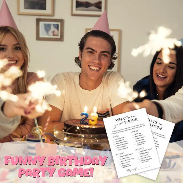 Alt view image 5 of 6 - Birthday Party Game for Adults Whats on Your Phone? Paper Game Cards, 25 Icebreaker Sheets for Adult Birthday Celebrations & Social Parties - A07
