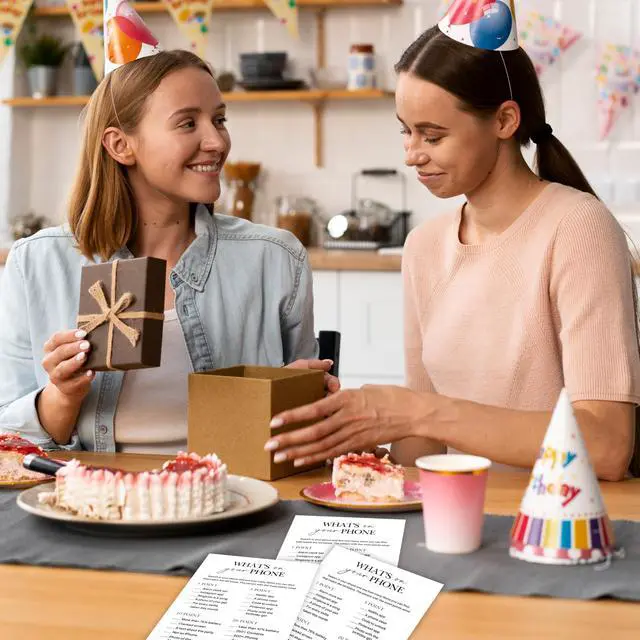 Alt view image 6 of 6 - Birthday Party Game for Adults Whats on Your Phone? Paper Game Cards, 25 Icebreaker Sheets for Adult Birthday Celebrations & Social Parties - A07