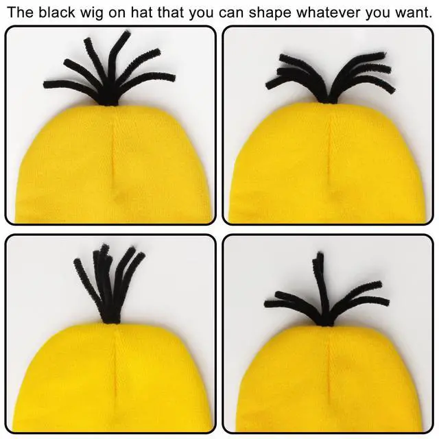 Alt view image 3 of 5 - 3 Pcs Halloween Costume Accessories Adult, Easy Costume Men Women | One Size Fits Most,Last Minute Adult Halloween Costumes,Yellow Beanie Hat,Adjustable Goggles,Gloves,Family Group Costume