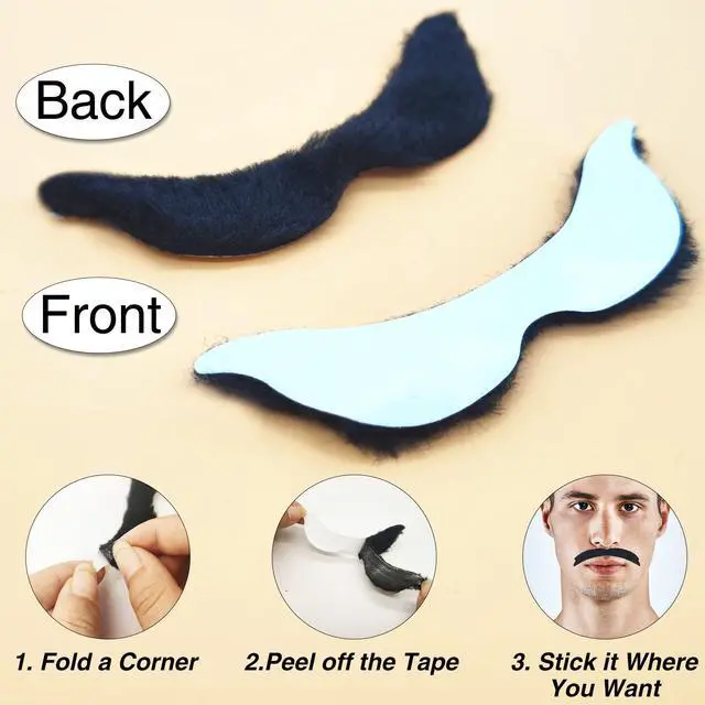 Alt view image 3 of 7 - 60 Pcs Fake Mustaches Self Adhesive, 20 Designs for Costume Party | Self Adhesive Novelty Hairy Beard Costume Facial Hair, for Party Supplies, Decorations, Suitable for All Ages