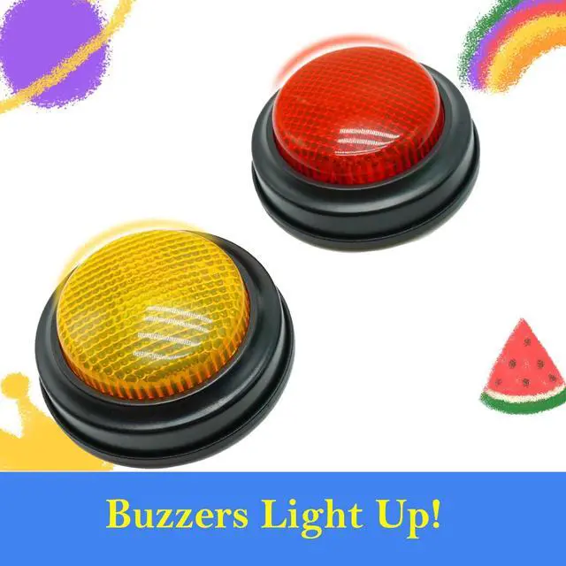 Alt view image 4 of 7 - 2-Pack Buzzers for Trivia Games, Answer Buzzers for Classroom, Family Feud Jeopardy Buzzer, Game Buzzers with Lights and Sound for Classroom
